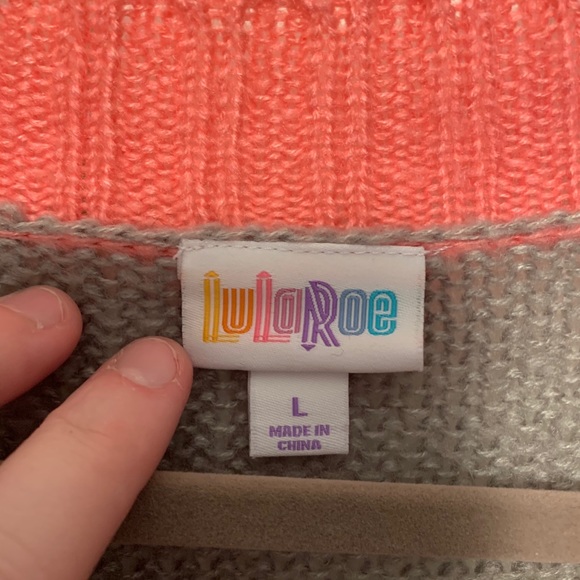 LLR Lucille Cardigan, Oversized, Gray and Pink - Picture 3 of 15